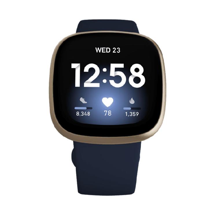 Fitbit Versa 3 康運動智慧手錶 午夜藍 | 內建GPS / 支援免持通話20種SMARTTRACK®自動識別運動睡眠追蹤及睡眠分數防水可達 50 公尺電池續航力達 6 天以上，配有快充功能