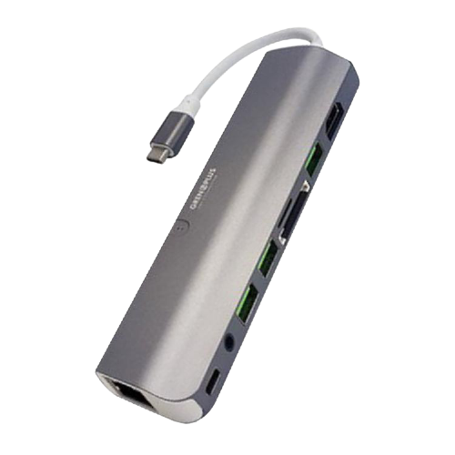 Grenoplus USB 3.0 Type-C 九合一多功能Macbook Hub集線器-太空灰 | 多樣功能一次擁有，體積輕巧方便攜帶。三孔USB 3.0設計，可同時支援多種USB設備，傳輸速率最高可達5Gbps支援HDMI 4K影像輸出，高清畫質盡收眼底3.5mm音源接孔設計，天籟之聲即時釋放，立即享受無損音質。RJ45網路接孔，享受有線網路快速穩定，最高1000Mbps。鋁製金屬外殼，外型時尚，散熱佳，有助於減少電磁波訊號干擾。支援多種電腦裝置與作業系統 MacOS/Windows/iOS/Linux。