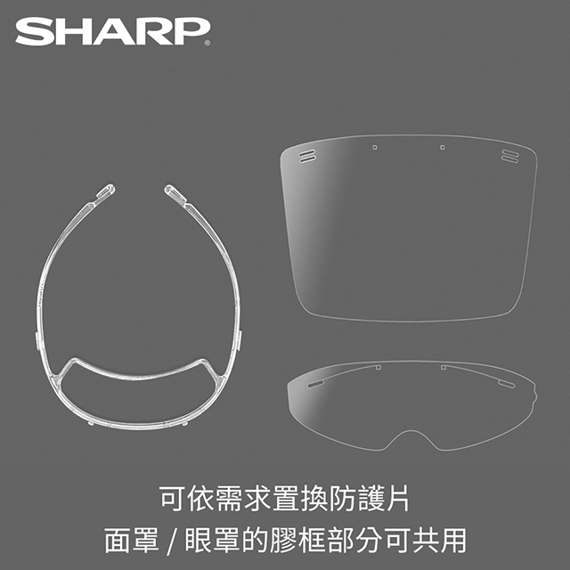 SHARP 夏普 奈米蛾眼科技防護面罩 2入  (長時間配戴安全且舒適) | 個人衛生用品基於衛生及安全考量,拆封後無法退換貨,請慎慮後下單!!日本製夏普獨特工法-蛾眼結構技術