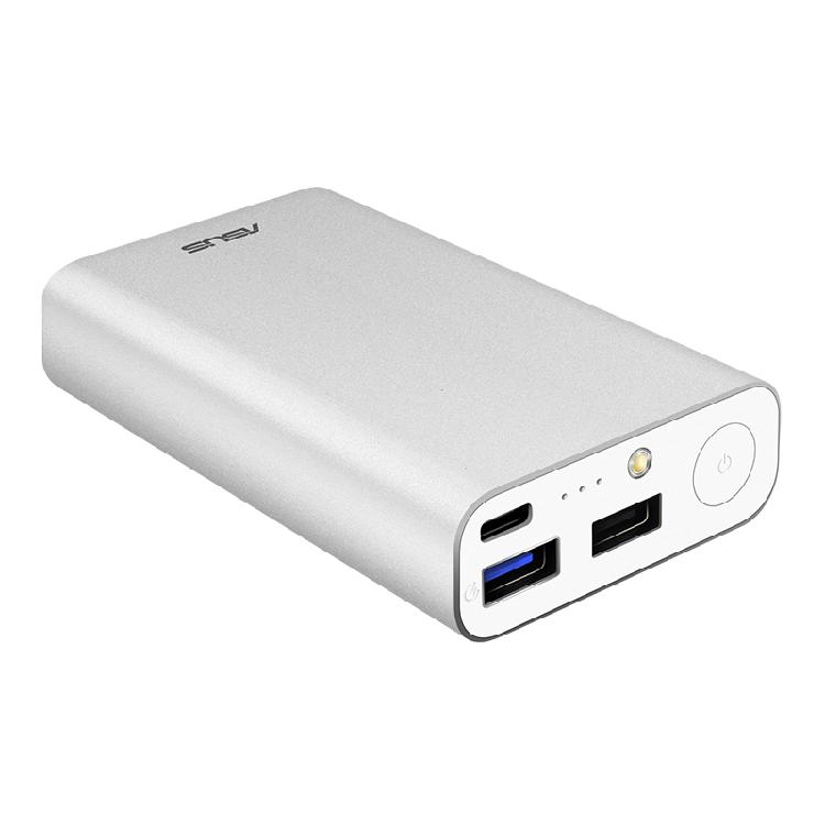 ASUS ZenPower 10050C (QC3.0) 黑/銀  行動電源 | 重量230g、精巧撲克牌般尺寸支援QC 3.0 18W快速充電(需手機支援快充功能)蘊含高效電力 10050mAh，輕巧行動生活智慧USB-C雙向快充，是充電孔也是充電自己的孔三個USB連接埠，一次為多個裝置充電