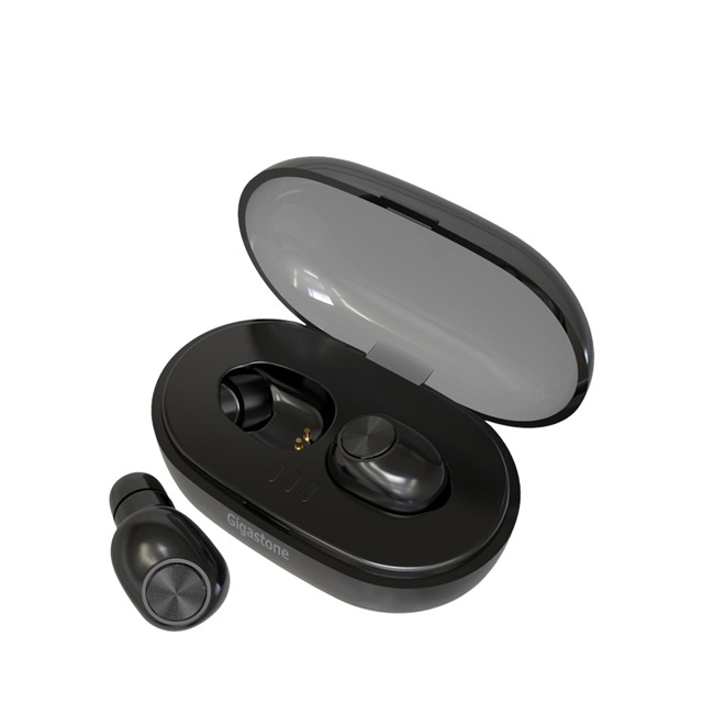 Gigastone TrueWireless BluetoothEarbudsT1 真無線藍牙耳機黑5.0 | 藍牙V5.0自動配對A2DP立體聲IPX5防水搭配充電倉使用時間長達20小時1小時快速充電支持AAC高音質編碼